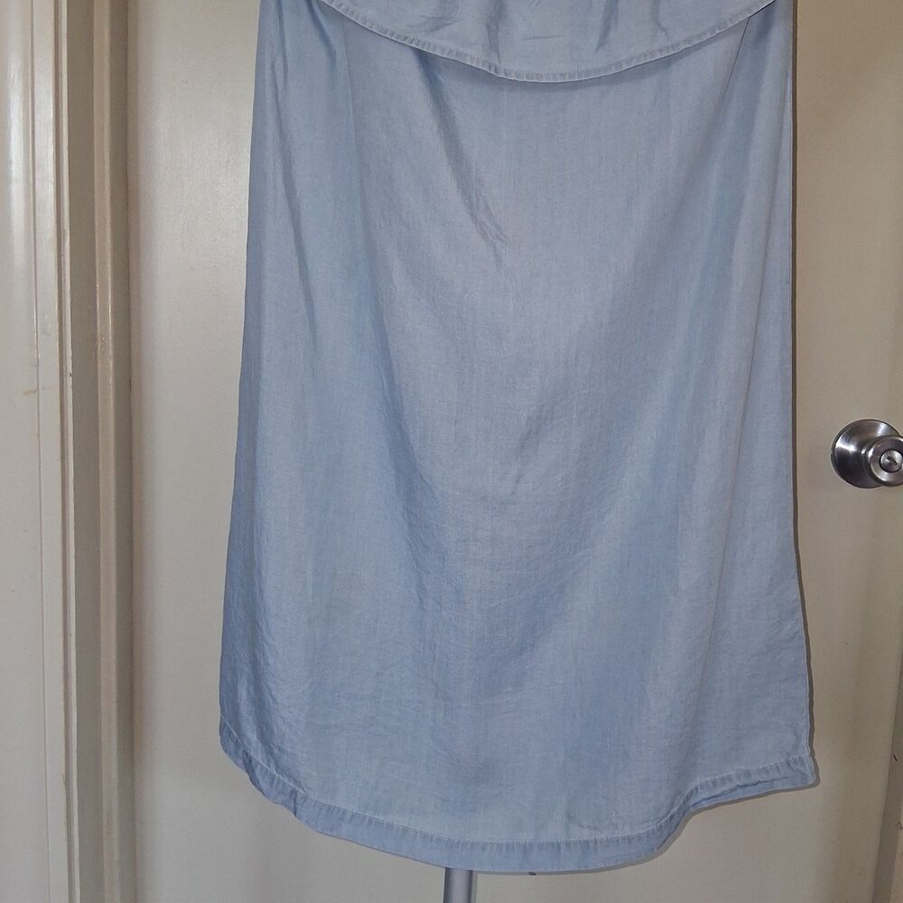 Cache Cache Blue Chambray Off Shoulder Smocked Ruffle Mini Shift Dress Euro 36/4 - Picture 5 of 11